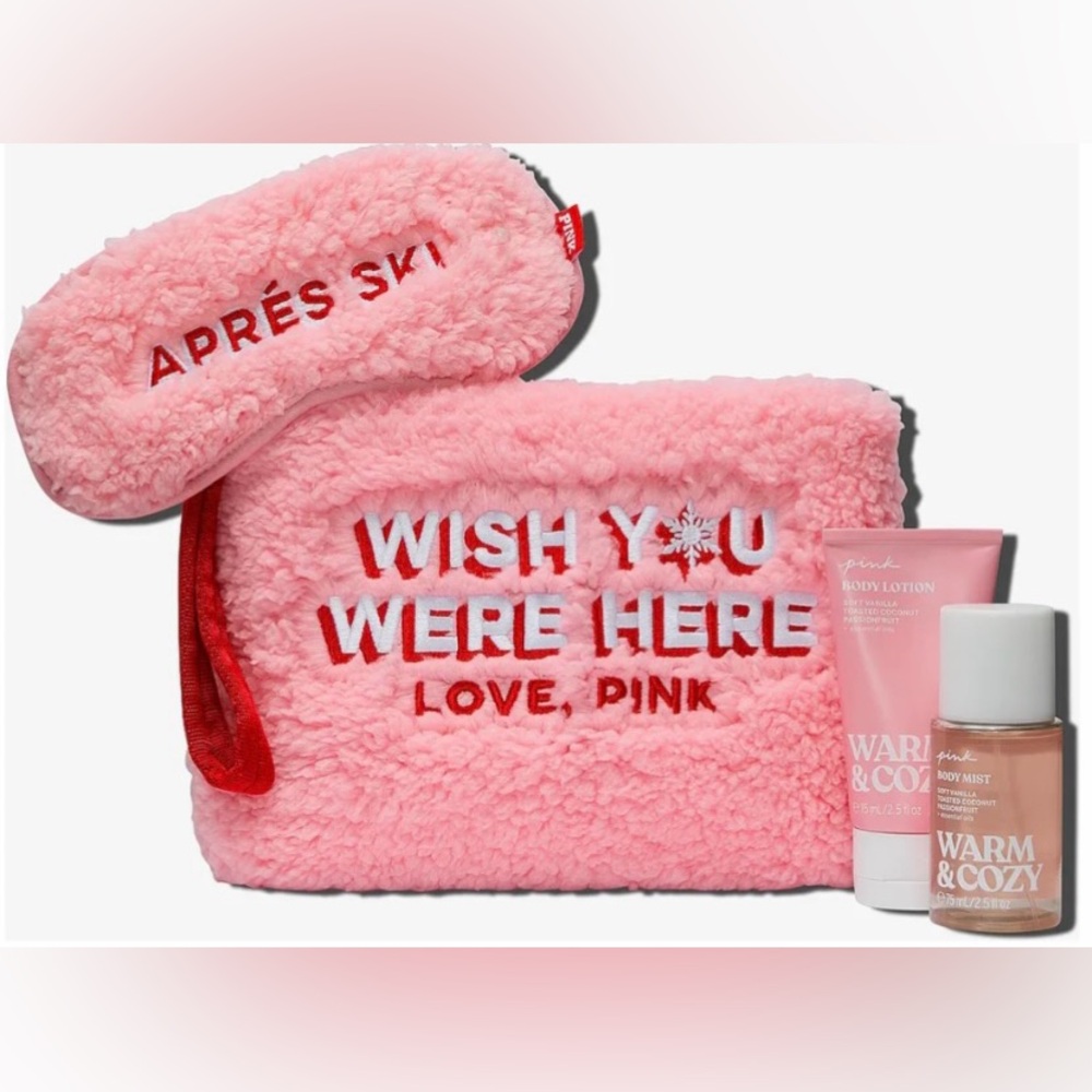 Pink Fuzzy Travel Set